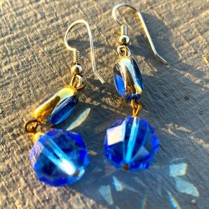 Cobalt blue glass bead earrings
